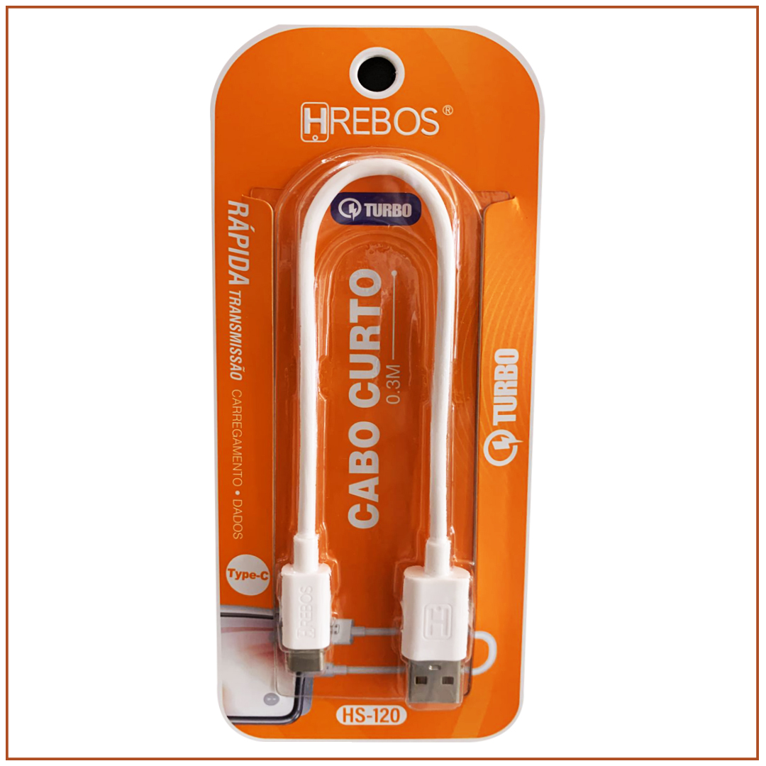 Cabo curto carregador tipo c 20 cm h rebos