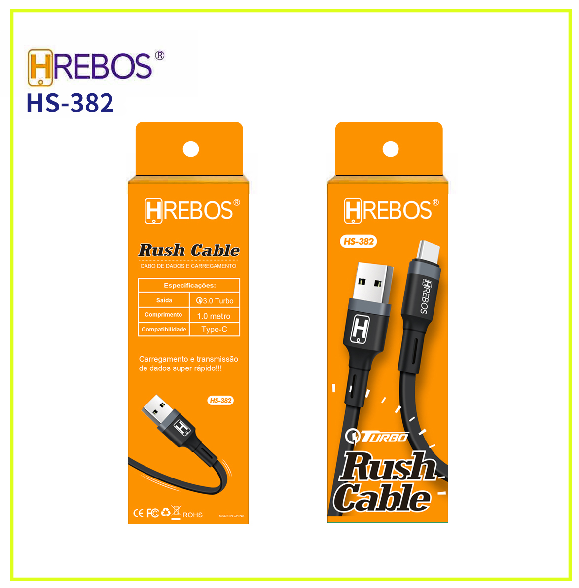 Cabo carregador tipo c rush 1 metro h rebos - Imagem 4